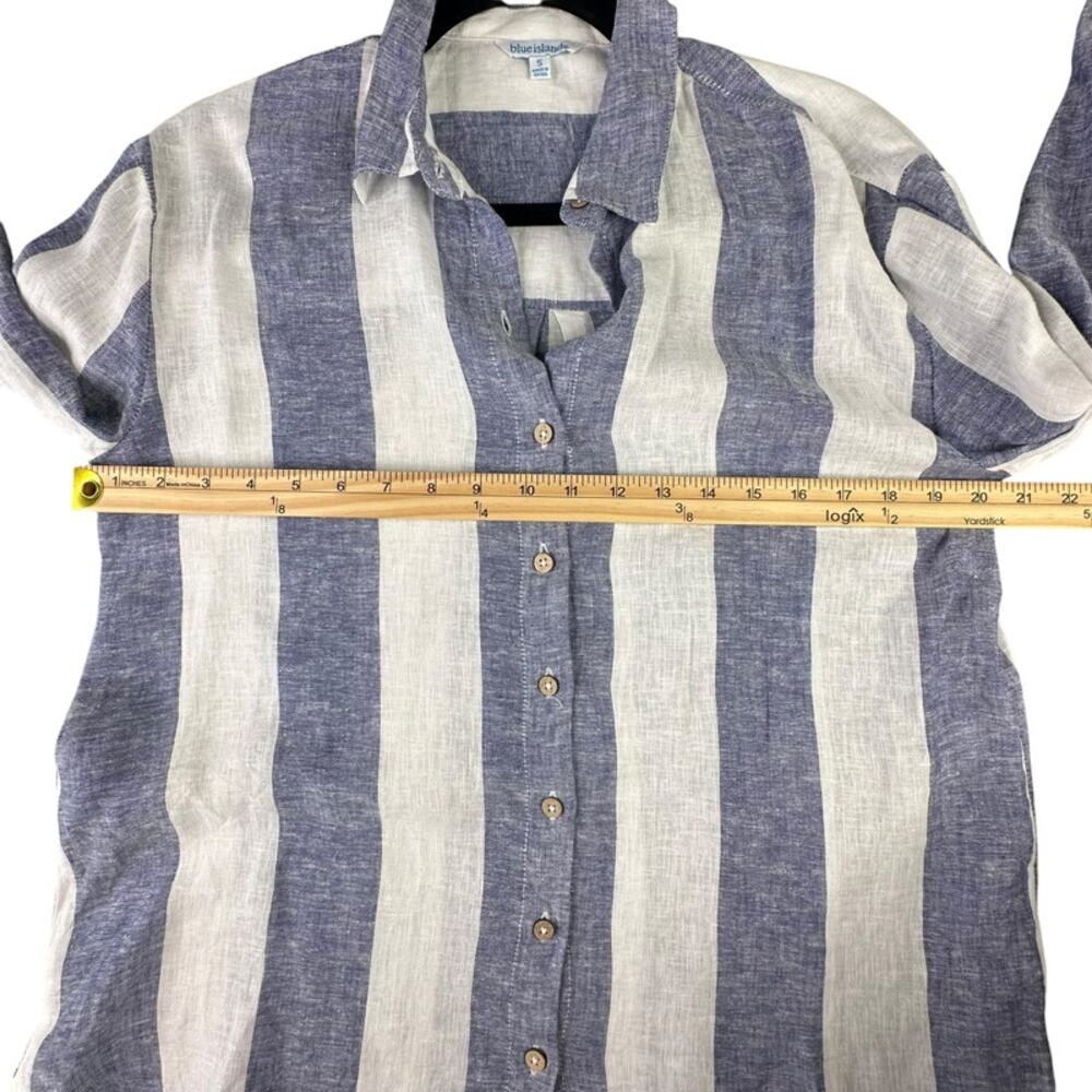 Blue Island Women Linen Blend Striped Button Down Coverup | Size Small - Picture 10 of 10